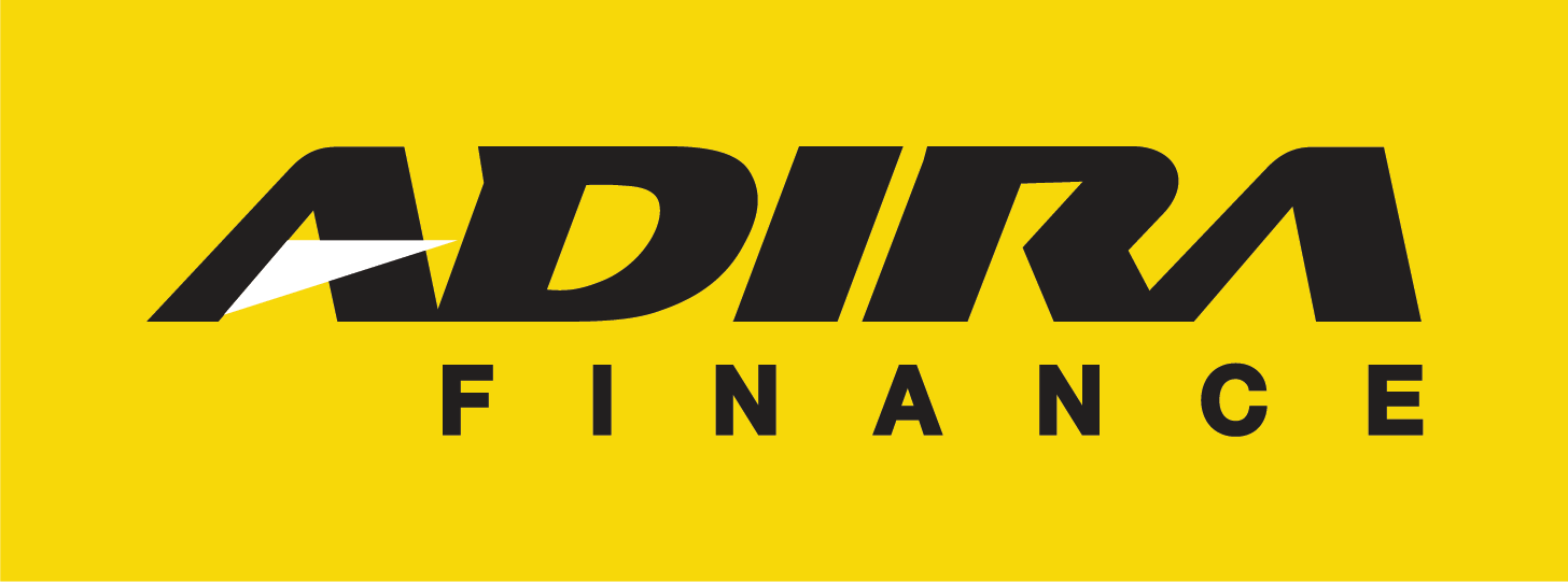 Logo Adira warna hitam dengan background kuning